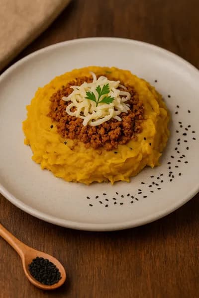 Escondidinho de Patinho com purê de Banana-da-Terra